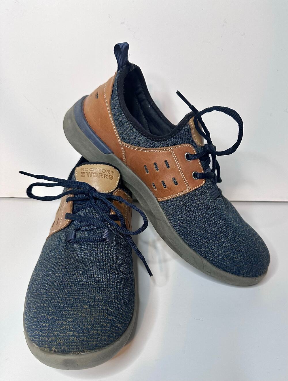 Rockport Works Men's TruFlex Composite Toe Sneaker RK4691 Blue/Brown Size 8.5w